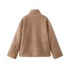 Autumn Winter High Collar Solid Color Lamb Fleece Warm Coat Women Loose Casual Zipper Outwear Cardigan Top