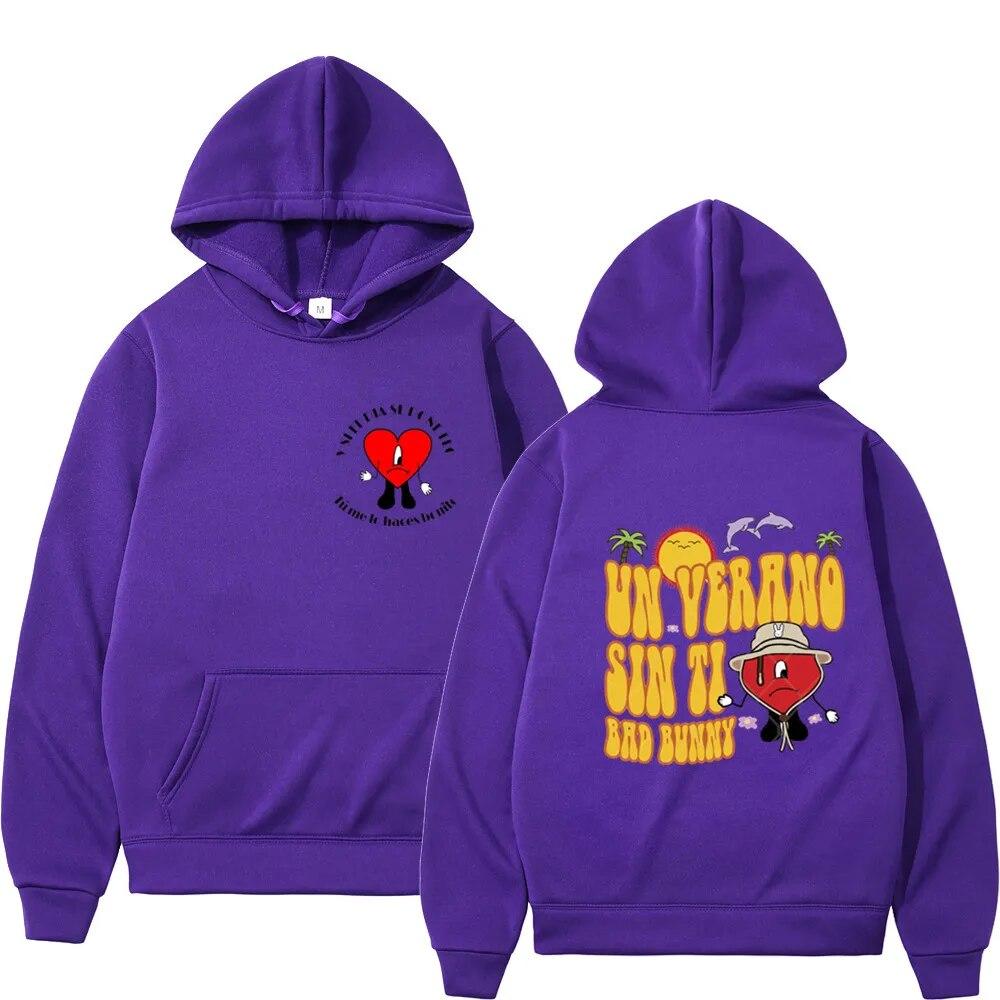 Hot 2022 Unisex Hoodies Hip Hop Bad Bunny UN VERANO SIN TI Print Harajuku Fleece Pullover Male Sweatshirt Women Hoody Clothing Tops