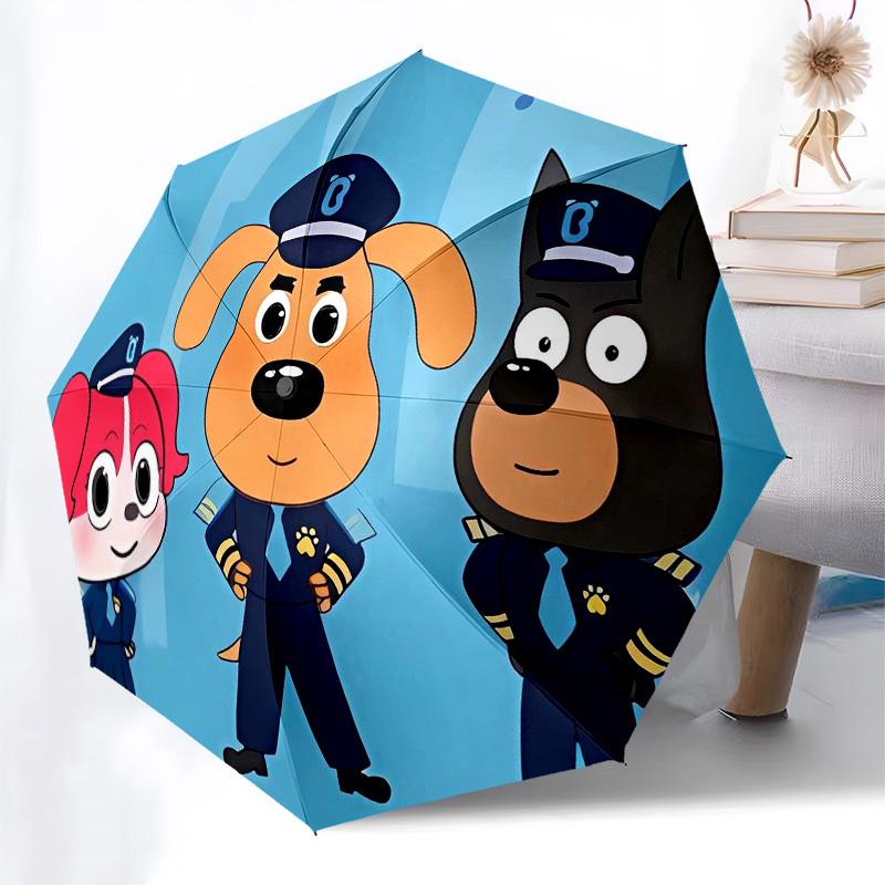 Policemen, Cartoon Automatic Opening and Closing, 8 rib Structure Portable Umbrella, Suitable for Men and Women in All Seasons Perfect Gift