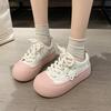 Muffin Sole Silver Star Ugly Cute Little White Shoes Women 2025 New Versatile Round Head Soft Sole Casual Student Board Shoes