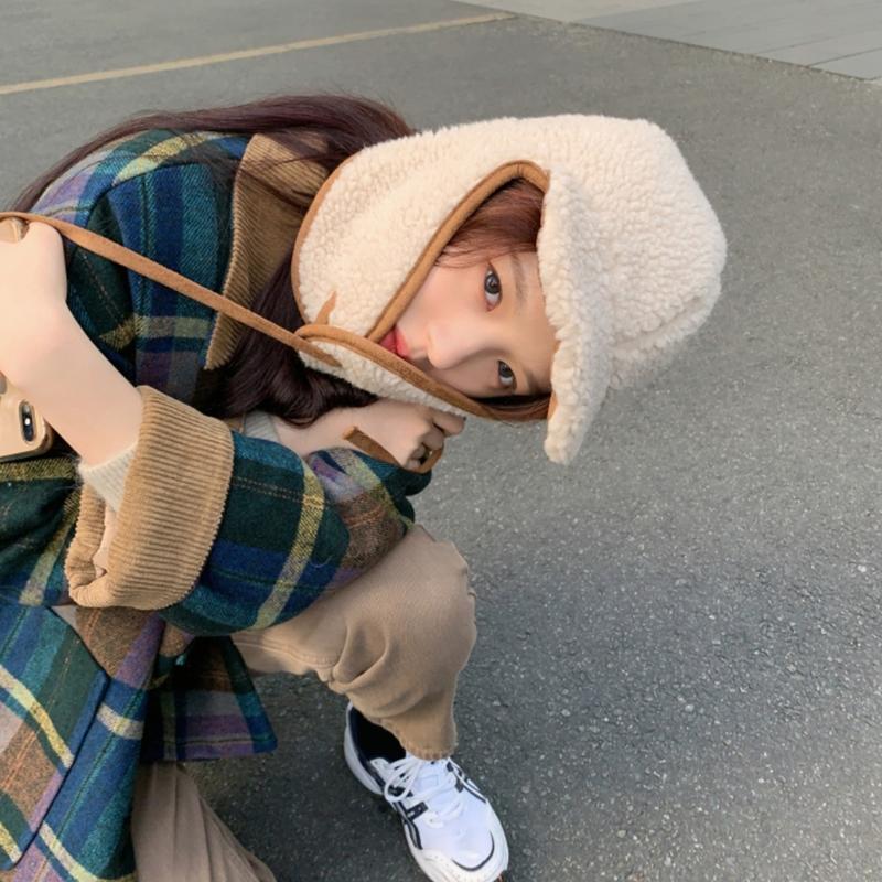 Bomber Hat Plush Earflap Hat Curved Visor Ski Hat Hooded Hat Fleece Earflap Hat Plush Trapper Hat Ear Protection Hat