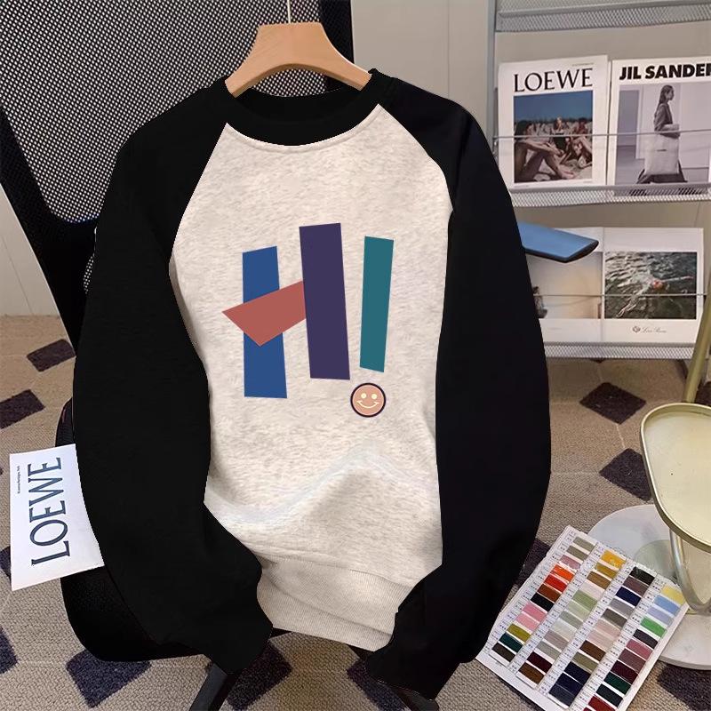 

Women s Color Block Raglan Sleeve Skateboard Sweatshirt - Plus Size, Slimming, Petite Fit, Puppy Design, Ins Style XL