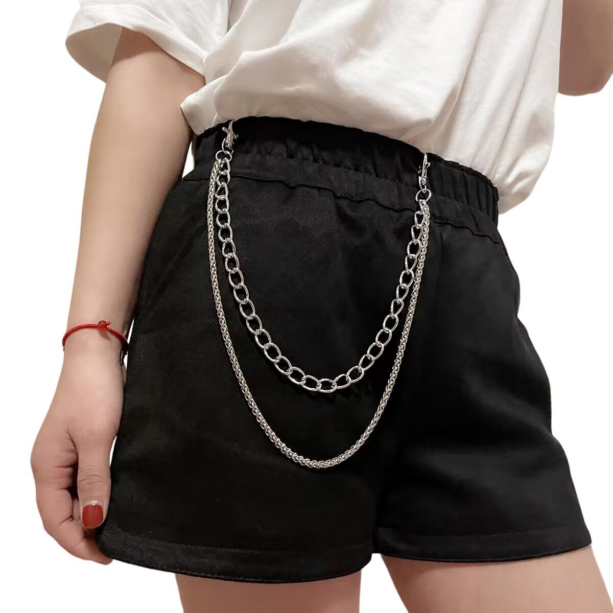 Панк стиль многослойная металлическая цепочка на талию женская личность ретро брючная цепочка