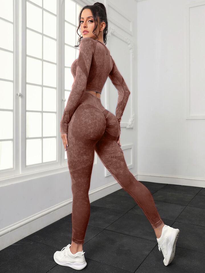 Women's Quick-Dry Seamless Yoga Suit: Peach Hip Fitness Pants & Sports Top Set