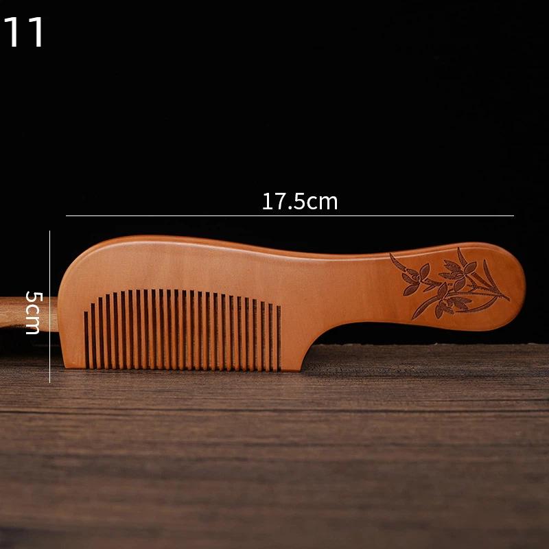 Anti-Static Handcrafted Natural Peach Wood Hair Comb Head Massage Wooden Comb Hair Care Diy Styling Tool