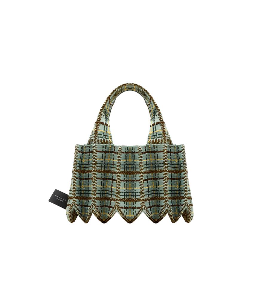 Pleatsmama Tweed Mini Tote Bag Pistachio