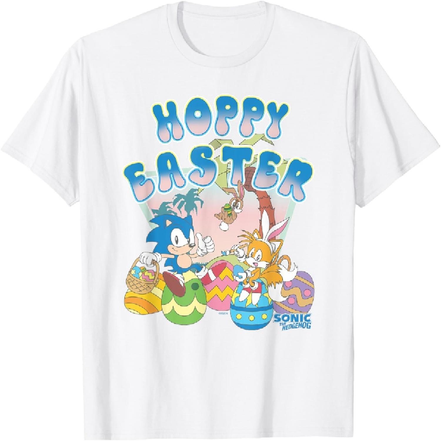 Футболка с Соником Ежиком, Зайчиком Easter Sonic, Тейлзом, ретро-логотипом XXXXXL белый