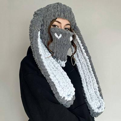 Big Rabbit Ear Cap, Handwoven Thick Velvet Warm Hat