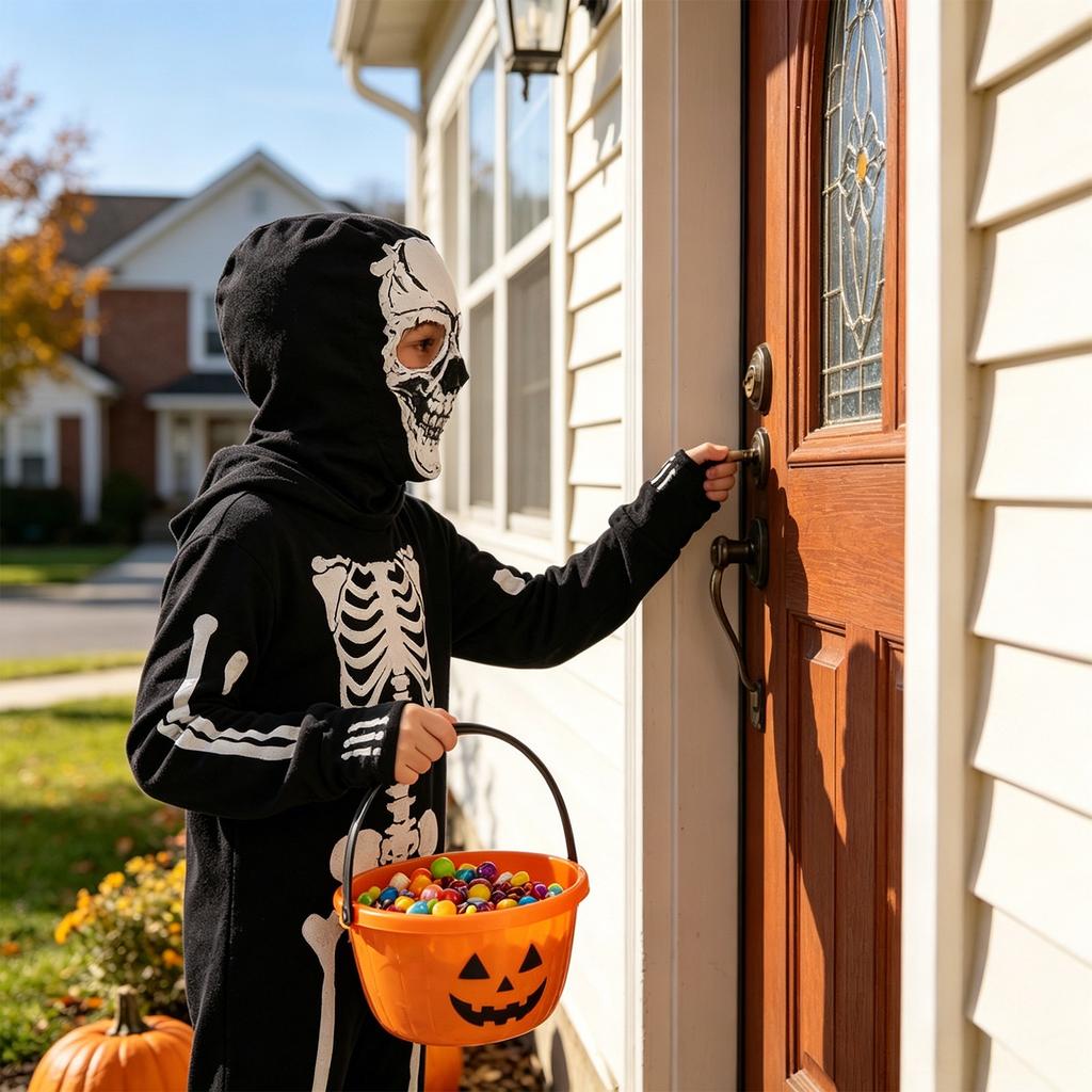 In the Dark Halloween Skeleton Costume with Light Up Eyes for Adults Unisex Party Outfit