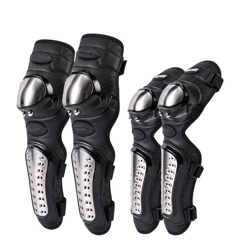 4 pezzi/set ginocchiere per moto in acciaio inox moto gomitiere ginocchiere motocross kit di protezioni per protezioni da corsa