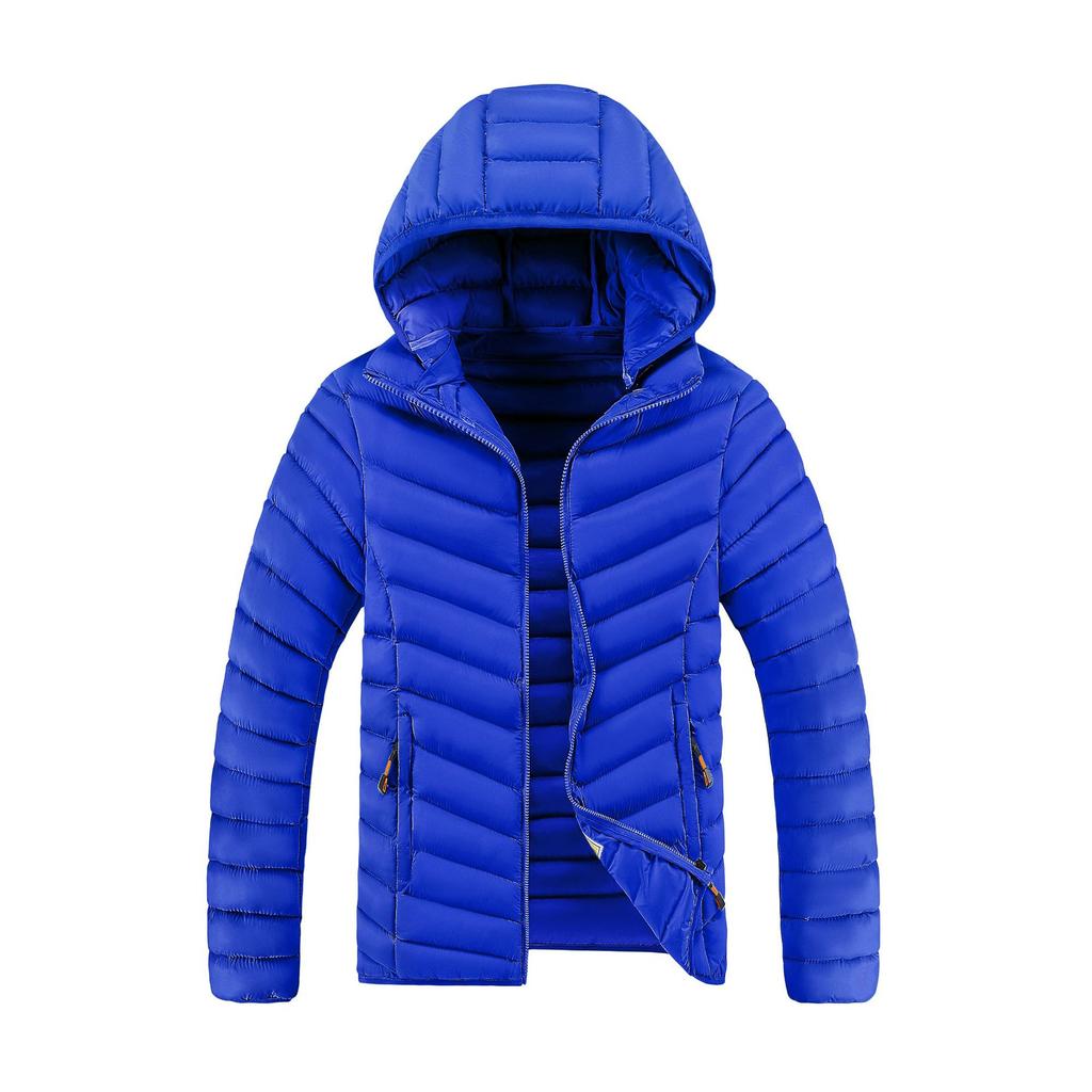 Uformell Herre Bomullsjakke Hette Vindtett Vinter Daglig