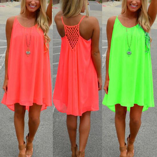 Sexy Women Summer Casual Sleeveless Evening Party Beach Dress Short Mini Dress