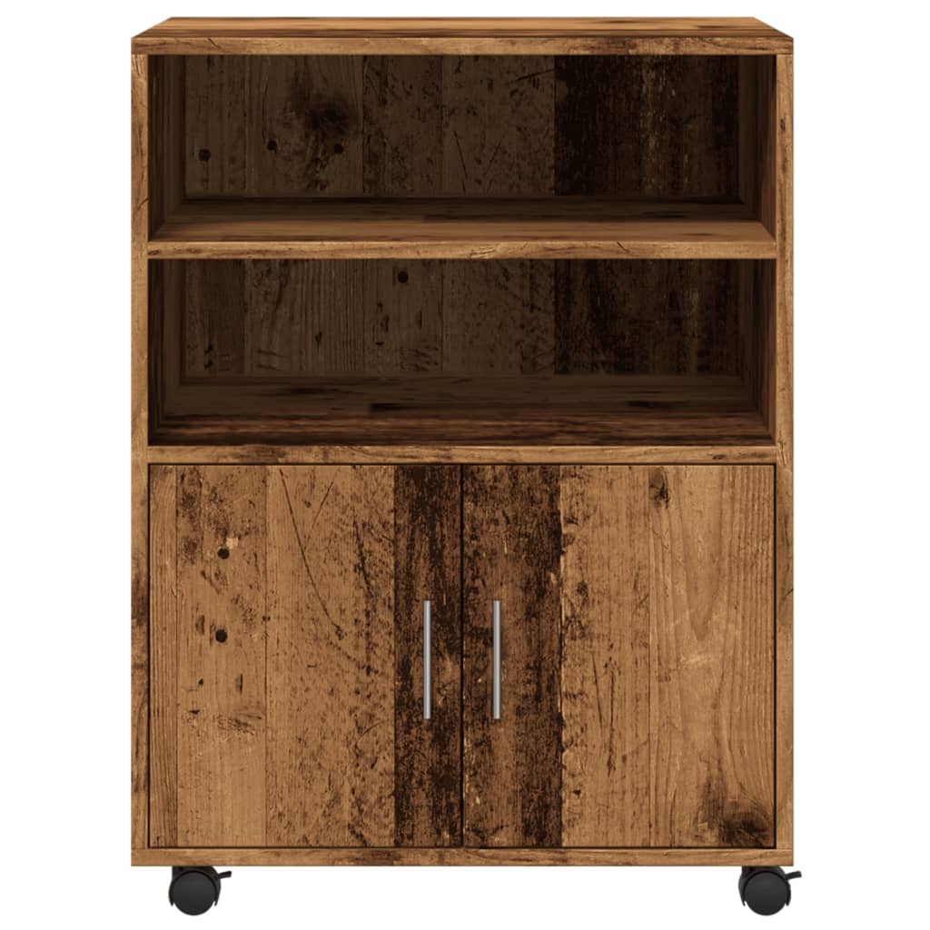 Mobile Cabinet with Rustic Wood Look 60 X 48 X 81 Cm Engineered Wood