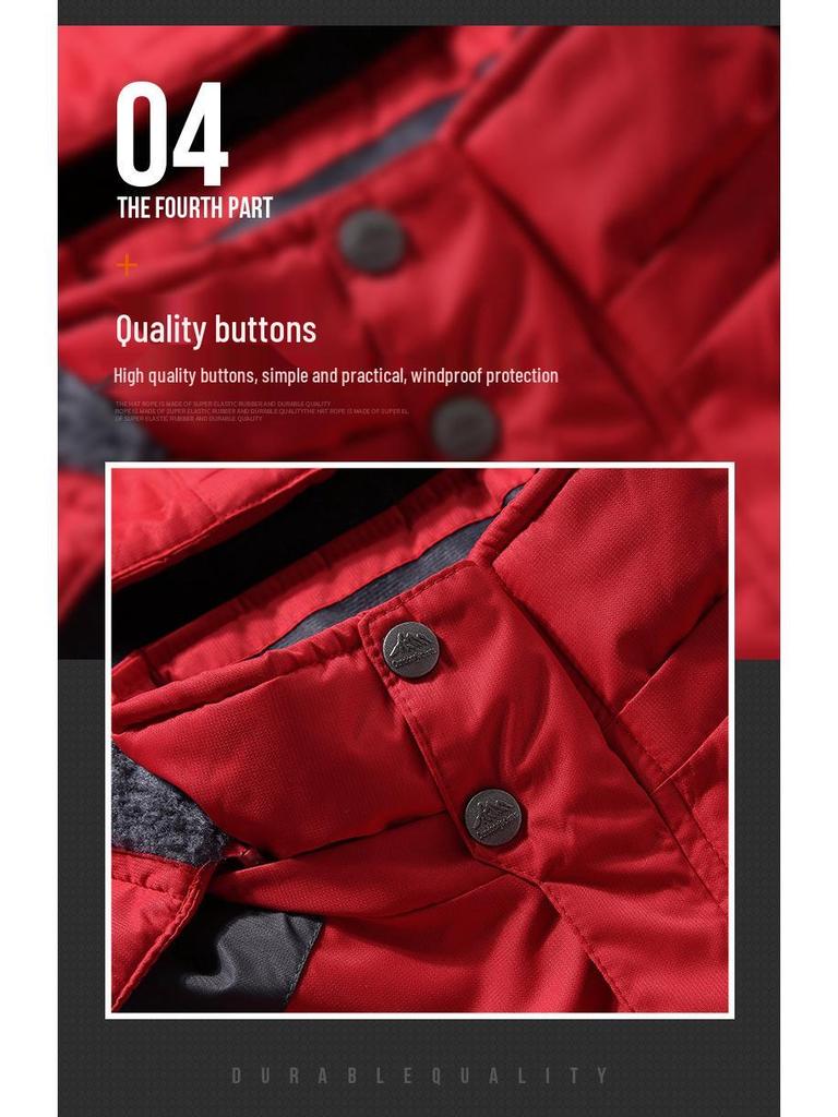 Men’s Plus Size Fleece-lined Windproof Outdoor Cotton Jacket