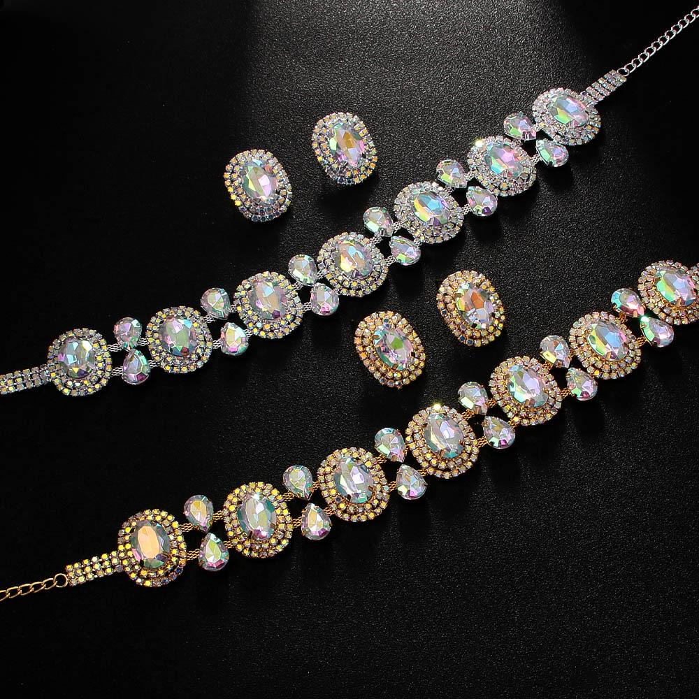 Elegante Set di Collane con Strass Scintillanti Personalità Esagerata Collana Colorata Decorazione per Feste Regalo