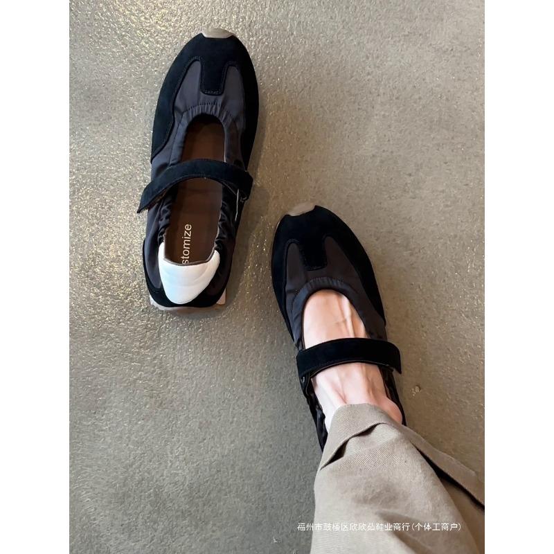 Sheepskin version! 2 New niche ballet Velcro sports platform Mary Jane shoes for women