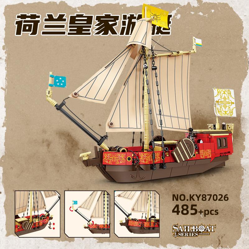 New Sailboat Boat Schooner Warship Vessel Building Blocks Sets DIY Pirate Ship Assemble Model Dolls Brick Children Toys Gifts