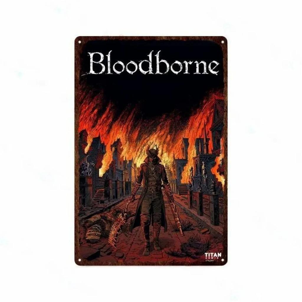 Plaque Metal Tin Signs Bloodborne Wall Decoration Vintage Art Posters Iron Painting for Man Cave Home Cafe Game Room Club Bar