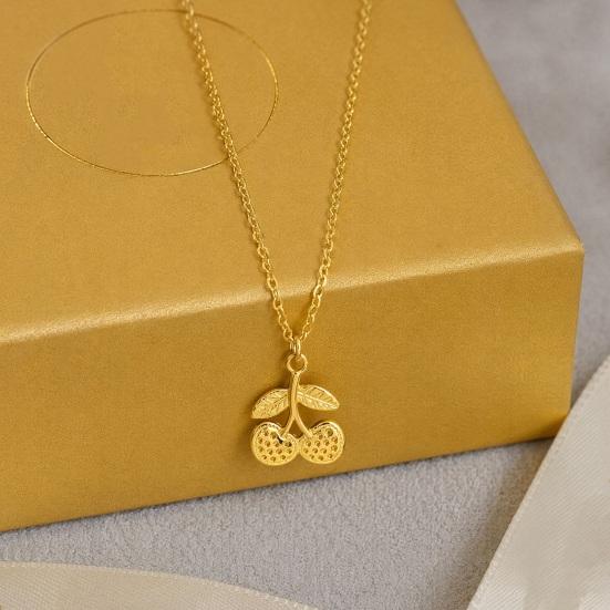 Kirschanhänger Halskette, Niedliche Frucht Halskette für Damen, Zierliche Kirsch Charm Halskette, Modeschmuck Geschenk für Ehefrau Freundin