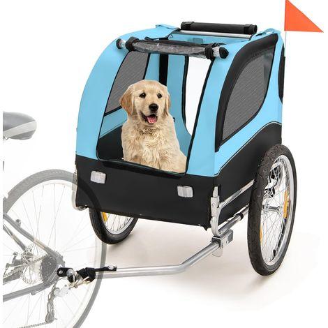 Goplus – Dog Bicycle Trailer – Load 40 Kg – Large All-Terrain Wheels – 3 Zipped Entrances – Waterproof Oxford Fabric