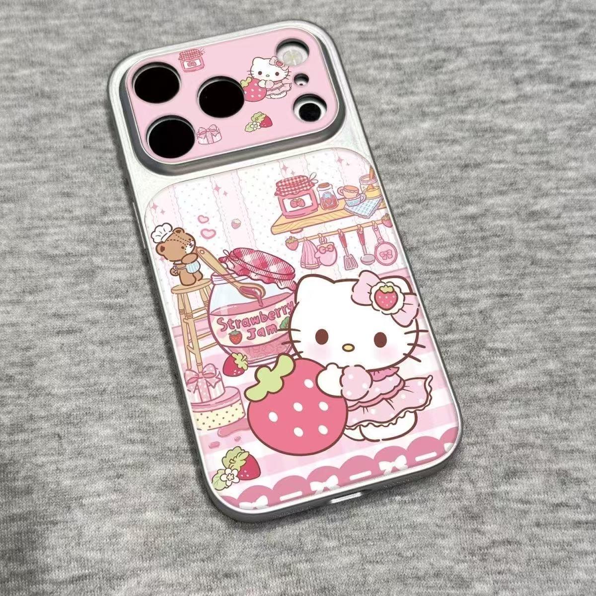 

Hello Kitty Strawberry Large Protective Case for Apple 17Pro/16/15/14/13/11 - Full Button Coverage Apple 16 Pro