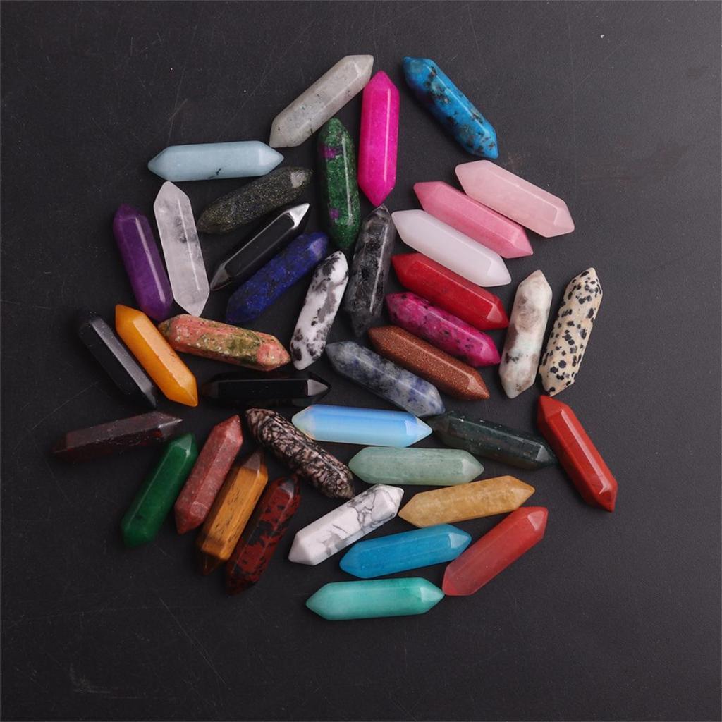 32x8mm Natural Crystal Hexagonal Bullet Pendant for Yoga Necklace