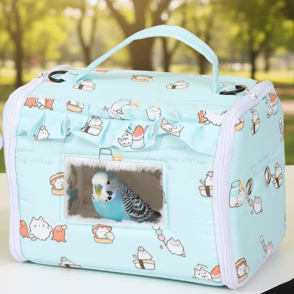Warm Parrot Carrier Bag Thicken Windproof Bird Cotton Nest with Window Large Space Hamster Outdoor Bag Small Pets
