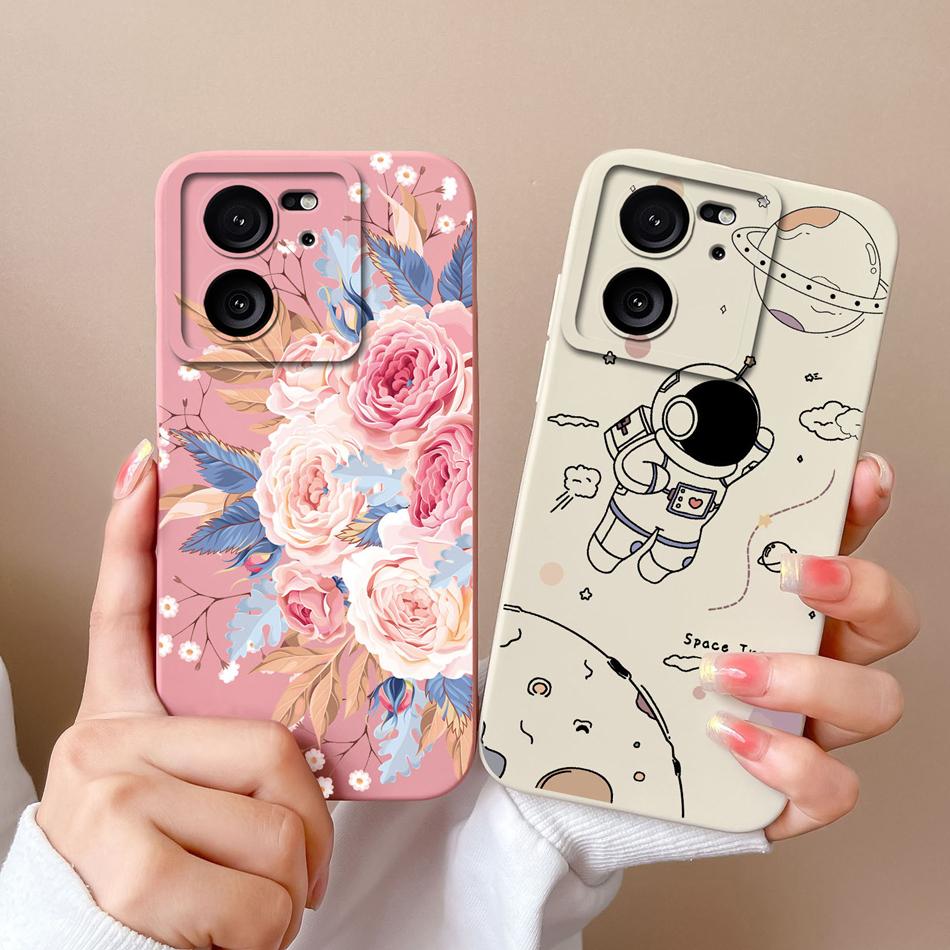 Case For Xiaomi 13T Pro Candy Painted Flowers Phone Cover For Xiaomi 13 T 13TPro Soft Liquid Silicone Shockproof Bumper Coque