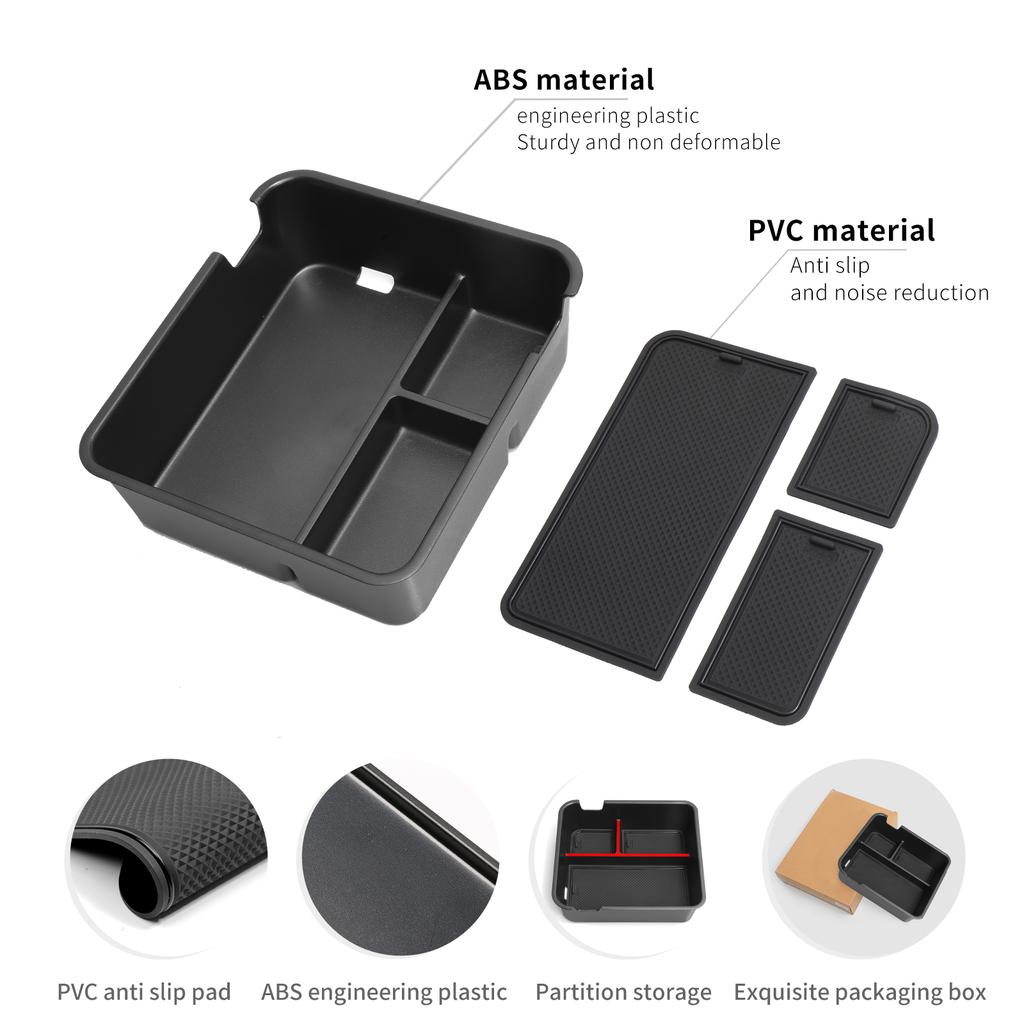 For Chery Jetour T-1 2025 2025 Armrest Storage Box Car Tray TPE Organizers Accessories Tidying Black ABS