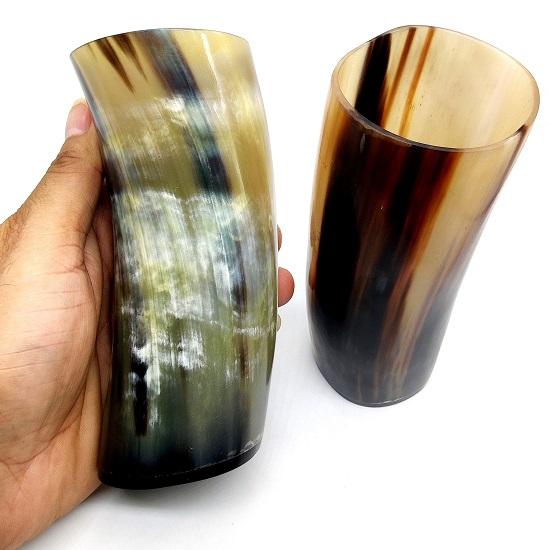 Horn Tumblers Set of 5 Handmade Cups for Wine Beer Ale Safe, Unique Drink Cup. Norse Drinking Beer Mug 8,10oz Ox Horn
