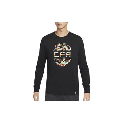 Dragon And Phoenix Pattern Print Crew Neck Long Sleeve T-Shirt Men Tops Black DJ1918-010