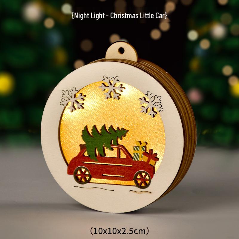 Luminous Handmade Wooden Christmas Tree Ornament Pendant Decor Gift.