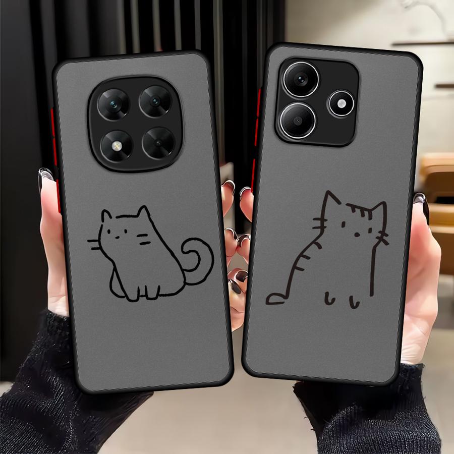 Cute Cartoon Cat Case for Xiaomi Redmi Note 14 11 12 13C 10 9S A4 14C 13 Pro Plus Funda Back Phone Cover