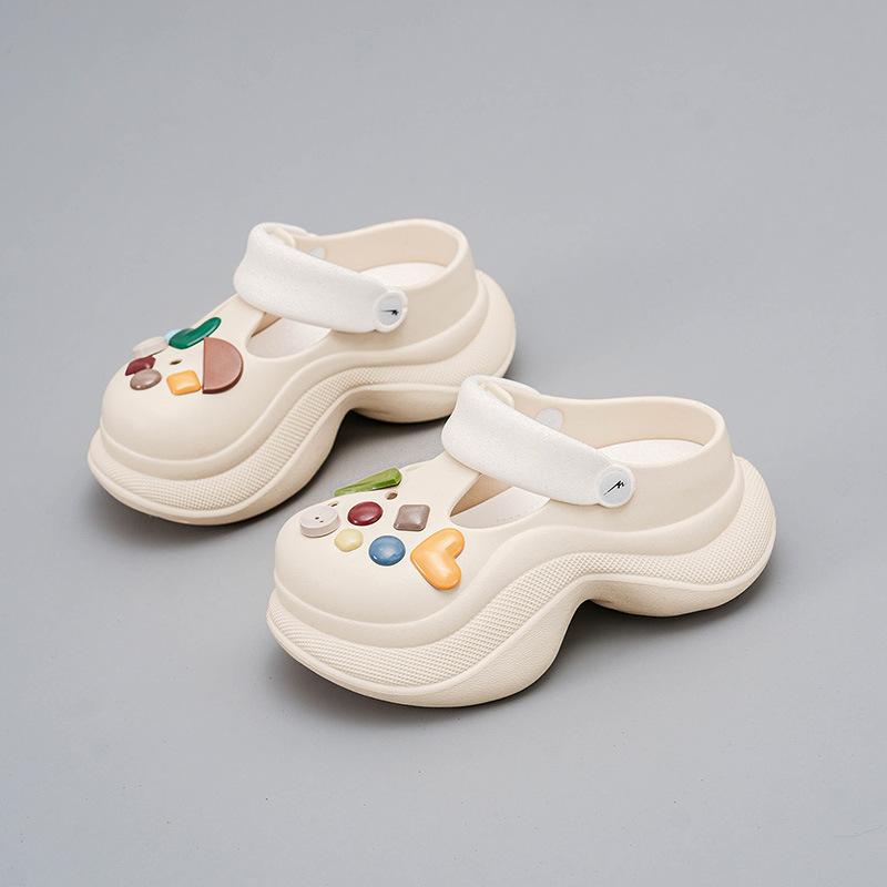 

CH1610-Желто-зеленый любовь женская обувь 2025 новая летняя обувь с отверстиями женские универсальные толстоподошвенные мягкоподошвенные увеличивающие рост тапочки 40