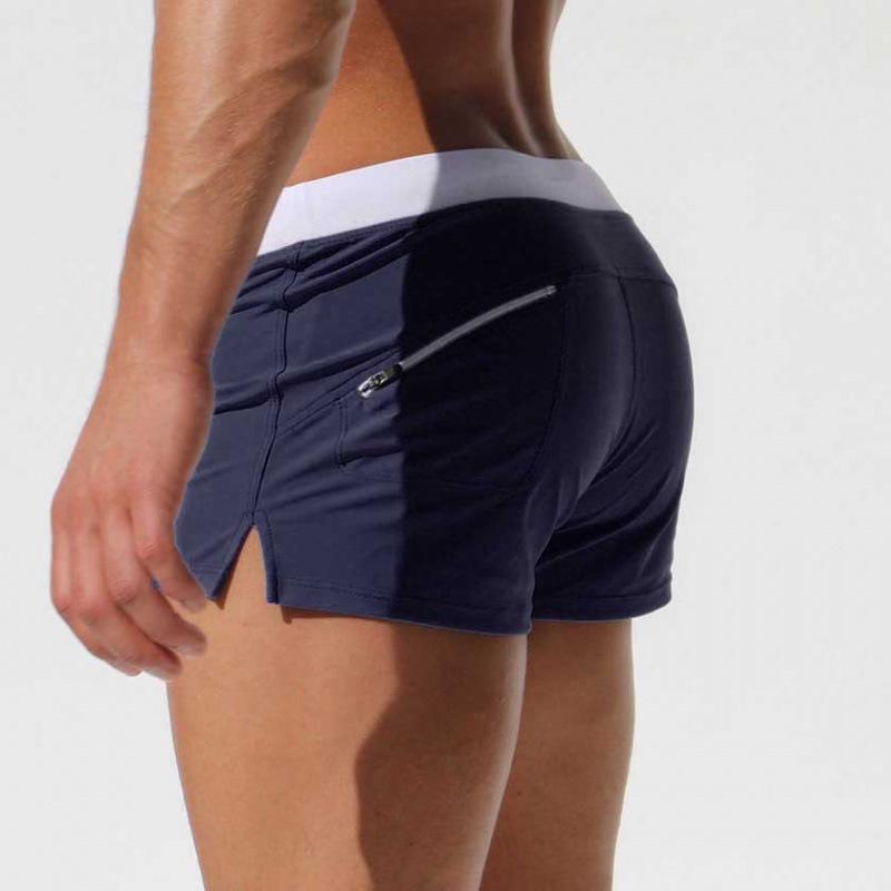 Men's Square Leg Swim Trunks with Back Pocket, European & American Style - In Stock