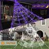 Haunted House Props Spider Web 8 Modes LED Spider Net Halloween Spider Web String Light for Party Garden Hanging Halloween Decor