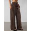 Casual Loose Striped Drawstring Elastic Waist Contrasting Color Multi-color Wide-leg Pants Women