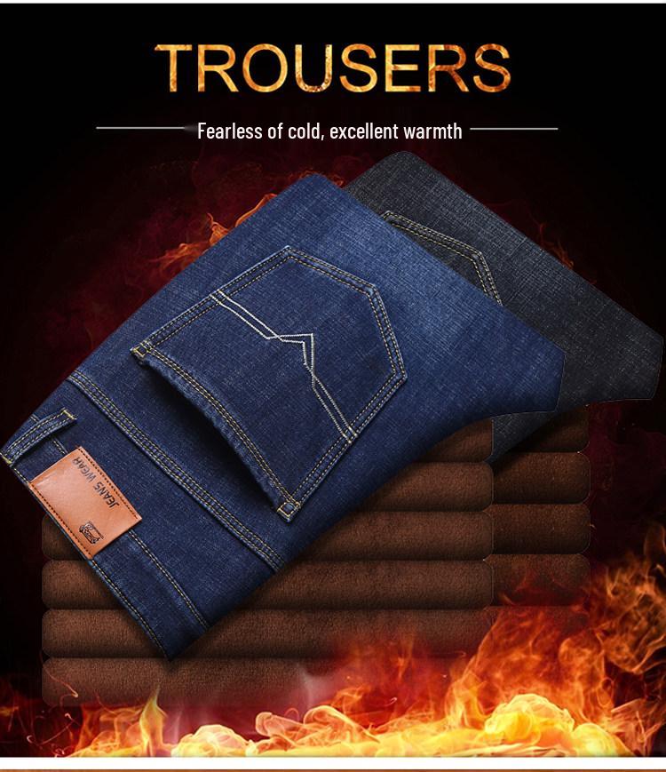 Men's Plus Size Fleece-Lined Straight Leg Jeans - Thick, Loose-Fit for Fall/Winter