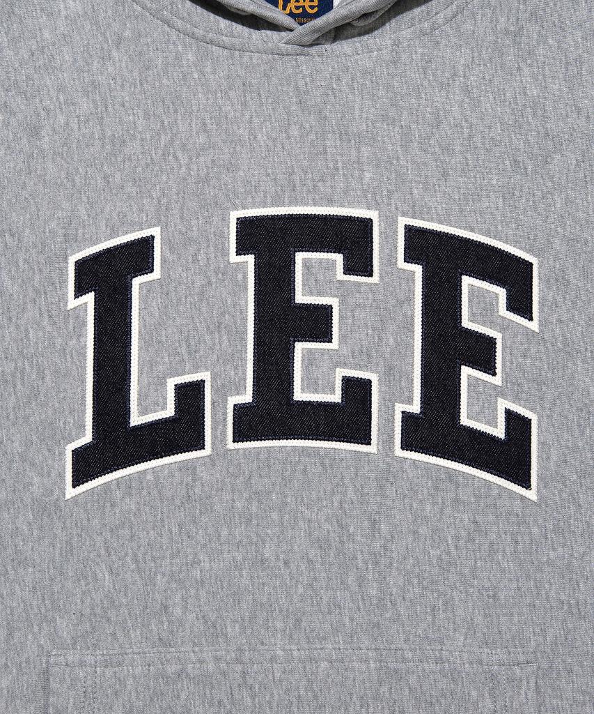Denim Applique Logo Hoodie Gray