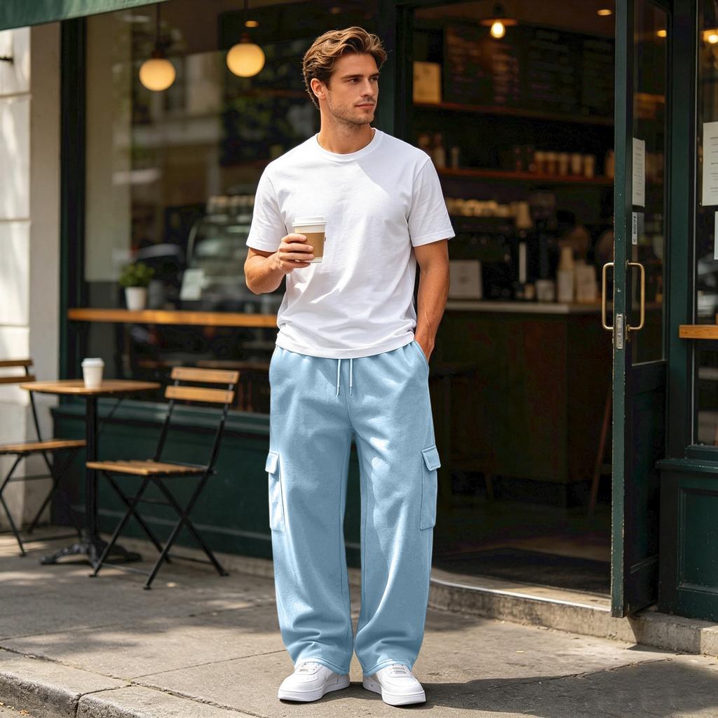 Pantalon de jogging cargo pour homme avec 4 poches, Coupe ample pour un usage quotidien décontracté