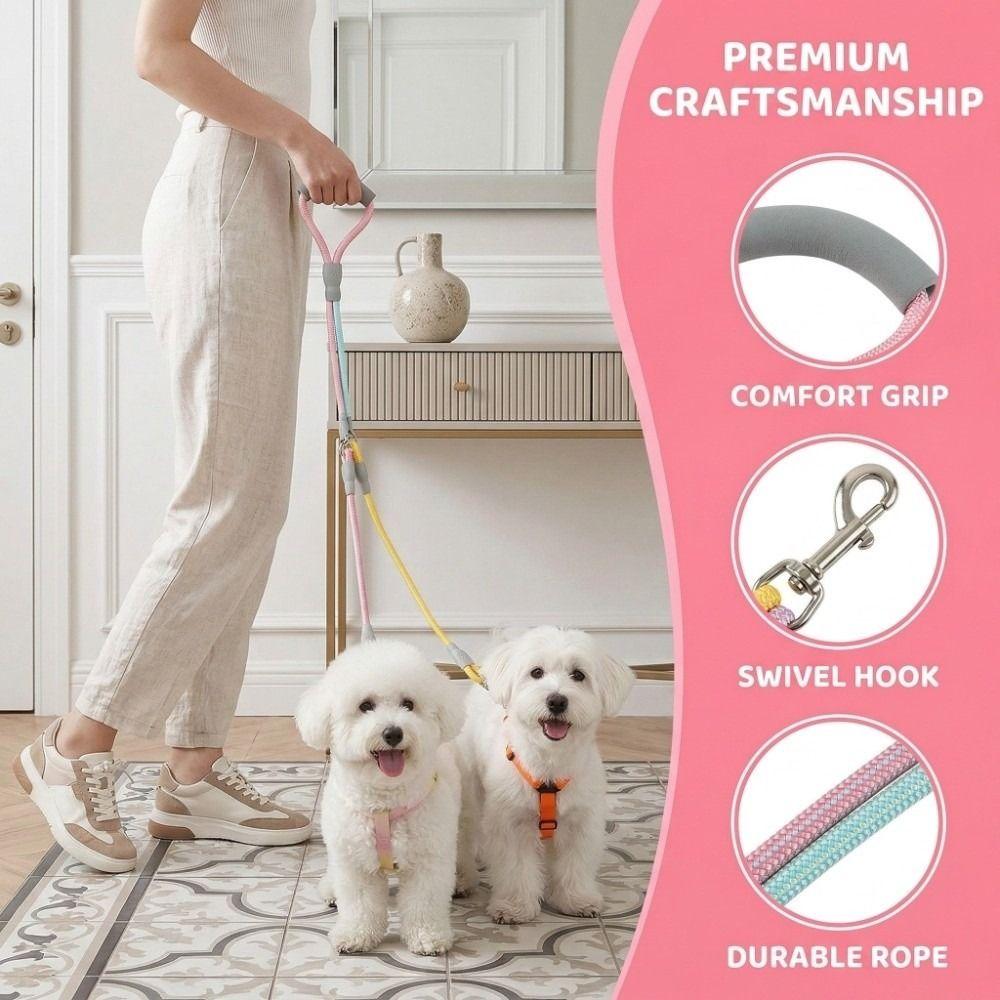 Adjustable Dual Dog Leash Set 360° Swivel Dog Running Leash Pet Training Lead  Pet Accessories