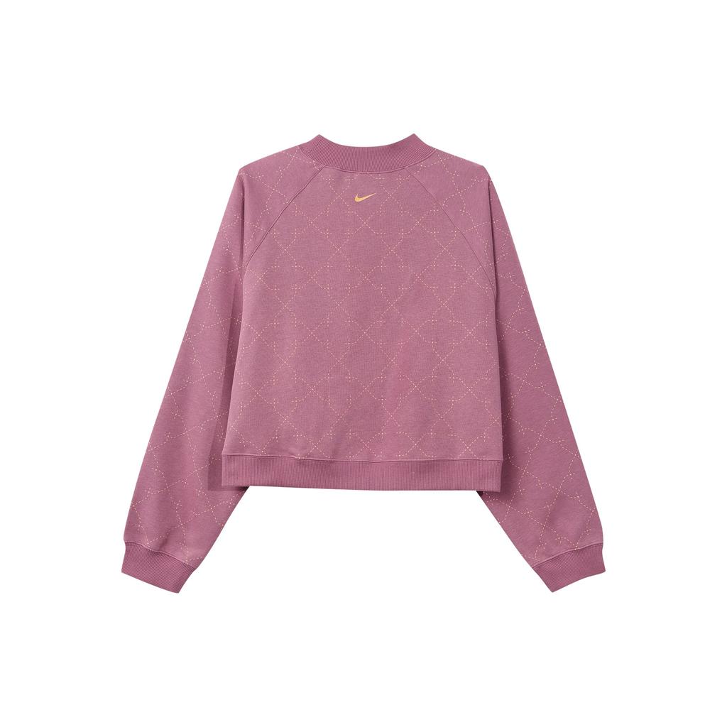 Nike Fleece-Lined Casual Sport Short Pullover Sweatshirt Women Tops Purple-Red DM7281-507