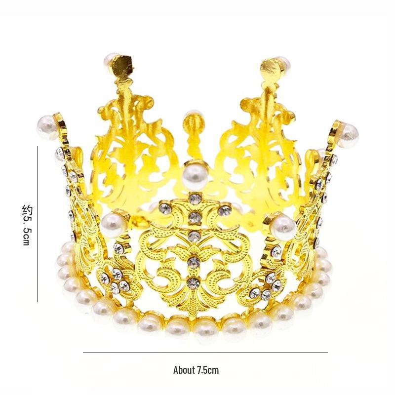 European & American Children's Alloy Crown with Pearls for Weddings & Baking