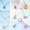 Necklace For Woman Wedding Fine Jewely 925 Silver Simple Basic Classic Butterfly Iris Heart Bear Cross Chain Necklace