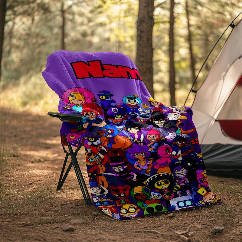 Personalized Custom Name Blanket - Brawl Stars Print Design,Blanket for Sofa,Bed,Travel,Camping - Soft and Warm, Great Gift
