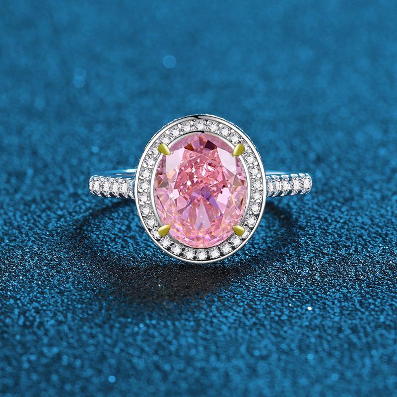 S925 Silver Ring with Yellow, Red, and Pink Full Diamonds - Trendy Women s Fashion Jewelry Accessory