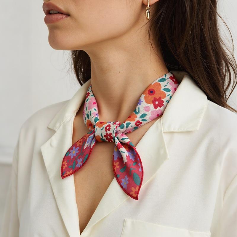 1Pc Neck  Scarves Light And Thin Ladies Headband Cotton Linen Headscarf Bandanna Floral Print Women  Fashion