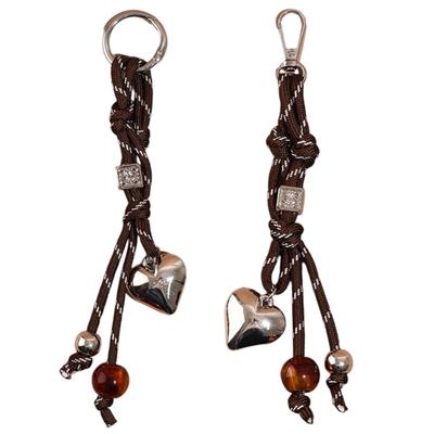 Braided Rope Keychain Heart Beaded Bag Pendant Charm Fashion Backpack Accessories for Handbag,Purse Decorations Gifts