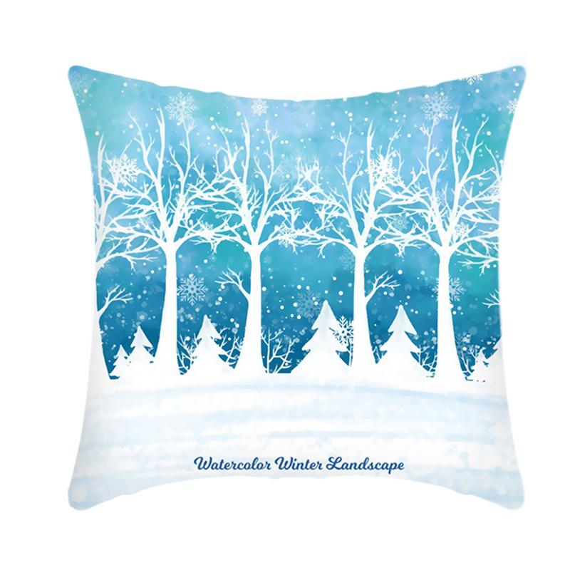 Christmas Blue Ice Snow Deer Digital Printing Short Plush Pillow Covers For Car Sofa Office Cushion Cover Home Goods 60X60Cm