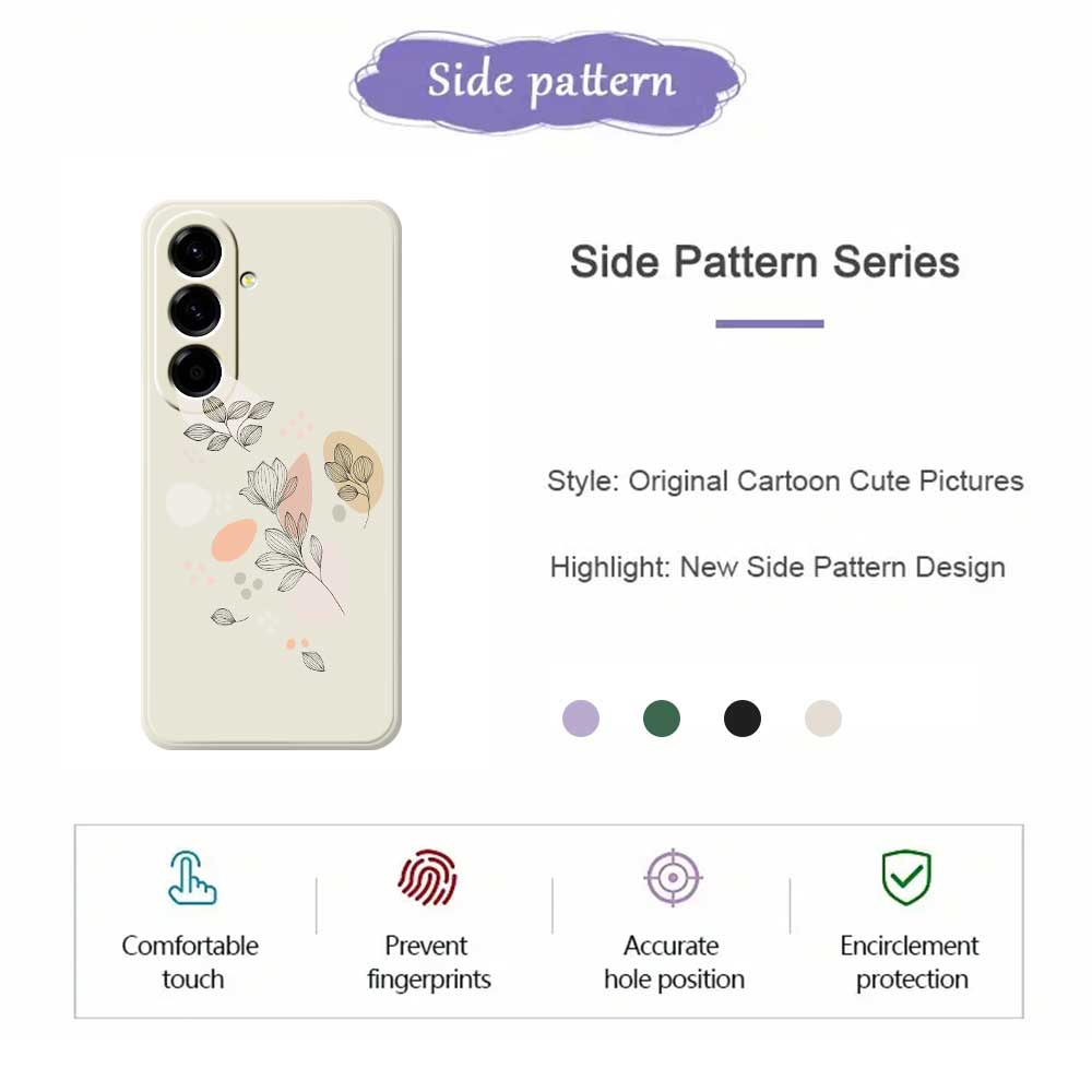 For Samsung Galaxy A56 5G Case Sketch Leaves Pattern Printing Straight Edge TPU Phone Back Cover